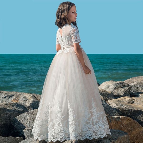 princess flower girls dresses 2021 with short sleeves and floor length appliques lace girls wedding gowns custom made, White;blue
princess flower girls dresses 2021 with short sleeves and floor length appliques lace girls wedding gowns custom made, White;blue
