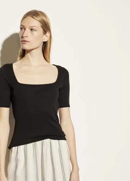 women's t-shirt series v pima cotton temperament commuter square neck short sleeve slim fit solid black & white
women's t-shirt series v pima cotton temperament commuter square neck short sleeve slim fit solid black & white