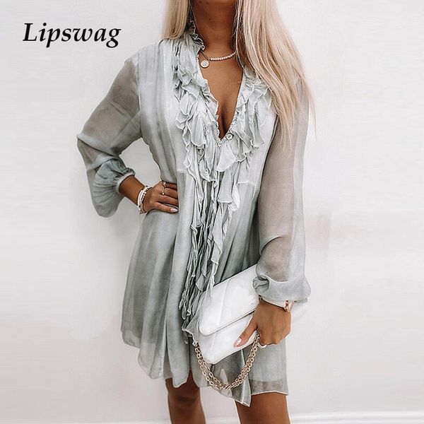 elegant long sleeve lady beach chiffon dress v neck ruffle mini dress spring summer women fashion mesh party dress vestidoshigh quality, Black;gray
elegant long sleeve lady beach chiffon dress v neck ruffle mini dress spring summer women fashion mesh party dress vestidoshigh quality, Black;gray