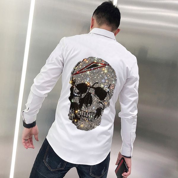men's t-shirts thin-fit non-iron male shirt super shiny personality unique skull diamond street casual long sleeves pc7a, White;black
men's t-shirts thin-fit non-iron male shirt super shiny personality unique skull diamond street casual long sleeves pc7a, White;black