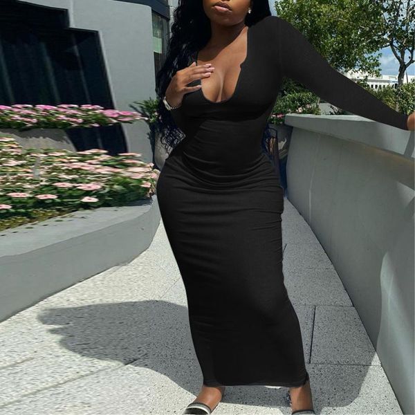 casual dresses autumn bodycon dress women's solid color long-sleeved low-cut party long women clothing vestidos, Black;gray
casual dresses autumn bodycon dress women's solid color long-sleeved low-cut party long women clothing vestidos, Black;gray