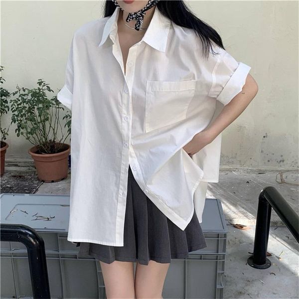 women's blouses & shirts korean summer women blouse shirt for splicing design short sleeve single-breasted basis loose casual thin, White
women's blouses & shirts korean summer women blouse shirt for splicing design short sleeve single-breasted basis loose casual thin, White