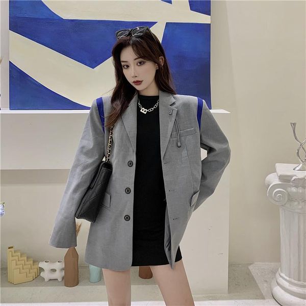 women's suits & blazers vintage notched collar contrast color gray women loose spring autumn 2021 korean casual long sleeve suit jacket, White;black
women's suits & blazers vintage notched collar contrast color gray women loose spring autumn 2021 korean casual long sleeve suit jacket, White;black