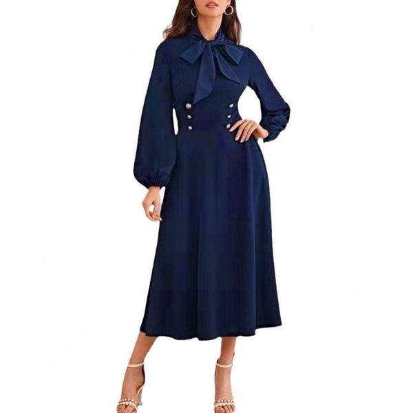 casual dresses 2021 autumn blue elegant women vintage long dress hepburn style sleeve button bow tie medieval retro vestidos, Black;gray
casual dresses 2021 autumn blue elegant women vintage long dress hepburn style sleeve button bow tie medieval retro vestidos, Black;gray