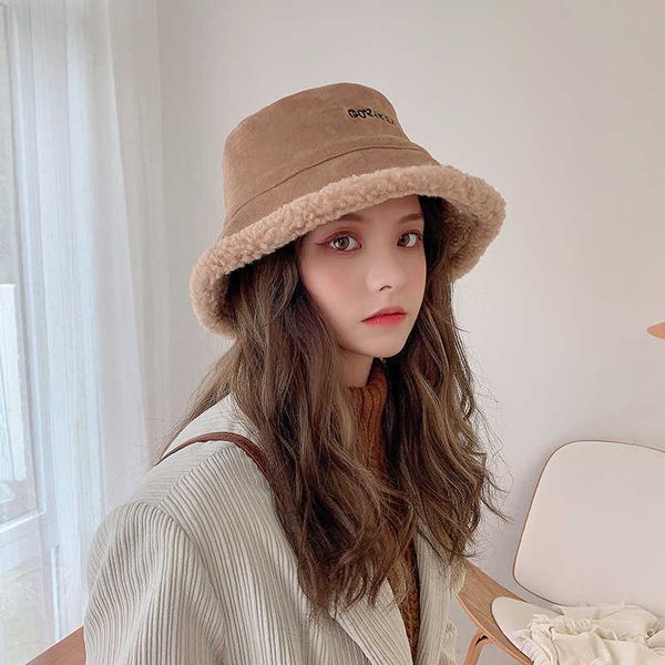 double sided hat female autumn and winter lamb psh fisherman korean version tide versatile student warm basin, Blue;gray
double sided hat female autumn and winter lamb psh fisherman korean version tide versatile student warm basin, Blue;gray