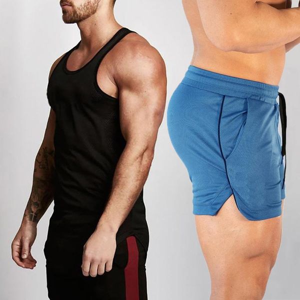 men's tracksuits streetwear mesh sweatpant 2pcs sets tank shorts men summer joggers suits bodybuilding fitness gym clothing, Gray
men's tracksuits streetwear mesh sweatpant 2pcs sets tank shorts men summer joggers suits bodybuilding fitness gym clothing, Gray