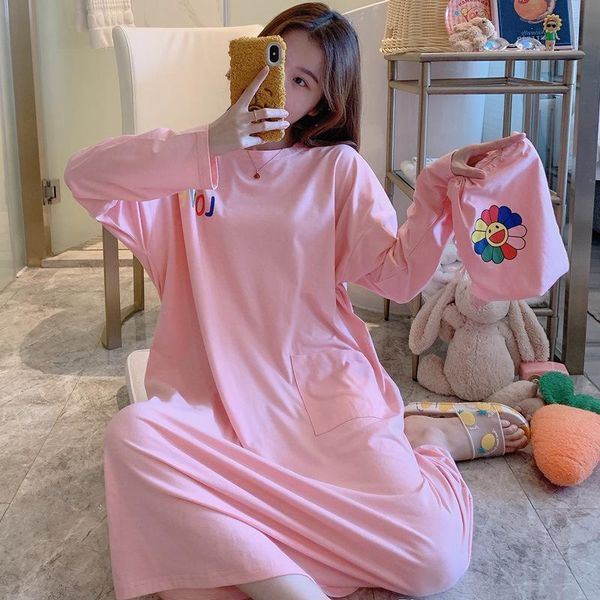 women's sleepwear korean style nightdress summer long sleeve cotton loose bathrobe casual home clothes soft robe de nuit nighty, Black;red
women's sleepwear korean style nightdress summer long sleeve cotton loose bathrobe casual home clothes soft robe de nuit nighty, Black;red