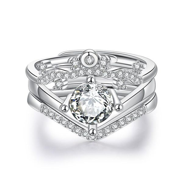 wedding rings 3 in 1 white gold color adjustable opening ring female creative finger jewelry cubic zirconia engagement j131, Slivery;golden
wedding rings 3 in 1 white gold color adjustable opening ring female creative finger jewelry cubic zirconia engagement j131, Slivery;golden