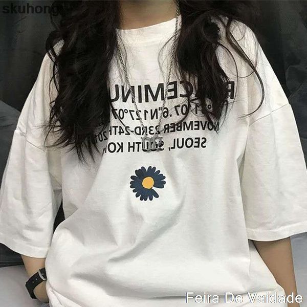 women's t-shirt summer cotton t -shirt casual loose fashion short sleeve women printed wild bottoming shirt daisies tee tshirt, White
women's t-shirt summer cotton t -shirt casual loose fashion short sleeve women printed wild bottoming shirt daisies tee tshirt, White