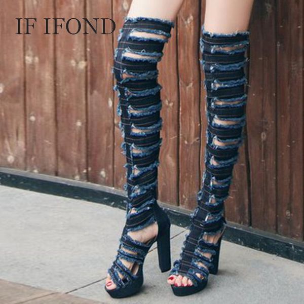 boots if ifond women denim stretch cloth super high heel womens shoes hollow open toe platform over the knee wild, Black
boots if ifond women denim stretch cloth super high heel womens shoes hollow open toe platform over the knee wild, Black