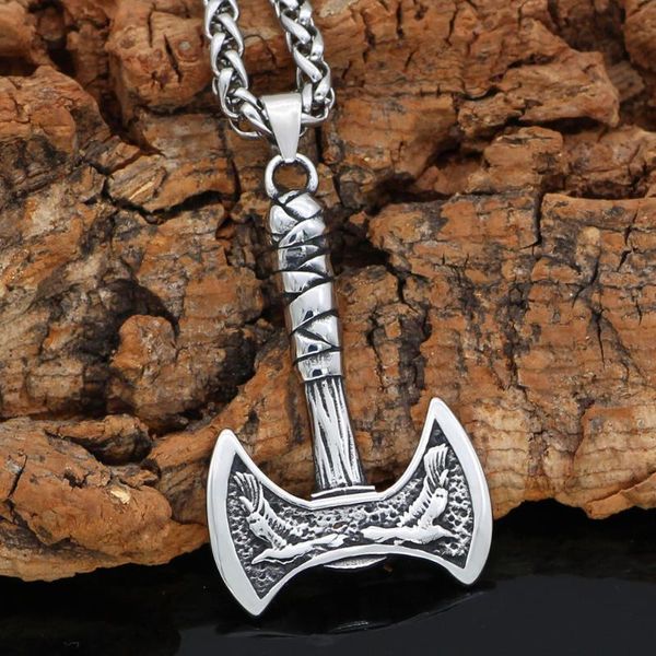 nordic viking raven axe stainlee steel amulet talisman pendant necklace with gift bag necklaces, Silver
nordic viking raven axe stainlee steel amulet talisman pendant necklace with gift bag necklaces, Silver