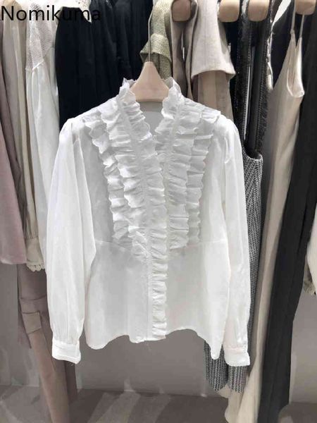 nomikuma womens and blouses korean ruffle v-neck long sleeve shirt spring new causal solid blusas camisas mujer 6f535 210427, White
nomikuma womens and blouses korean ruffle v-neck long sleeve shirt spring new causal solid blusas camisas mujer 6f535 210427, White