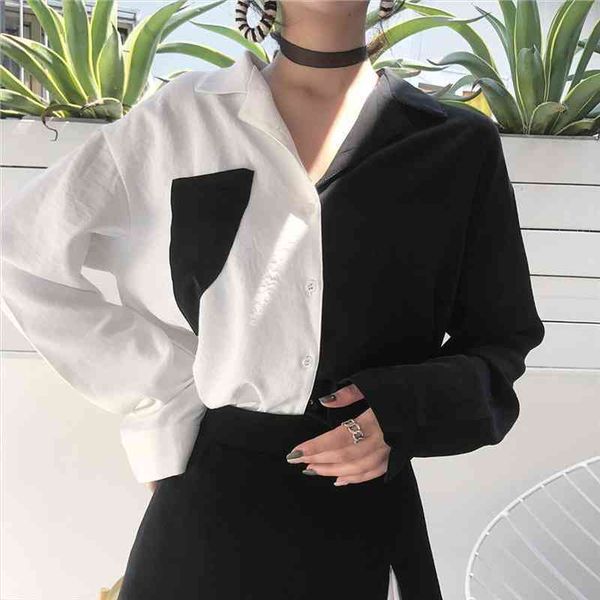 fanco korean summer harajuku women contrast blouses black white patchwork shirt elegant lady chic blusas
fanco korean summer harajuku women contrast blouses black white patchwork shirt elegant lady chic blusas