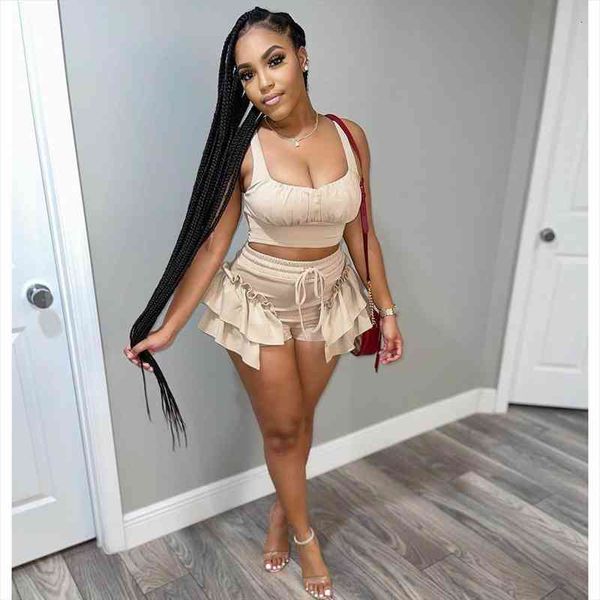 sleeveless crop tank womens tracksuits ruffle shorts two piece set skinny summer short pants matching streetwear party club, Gray
sleeveless crop tank womens tracksuits ruffle shorts two piece set skinny summer short pants matching streetwear party club, Gray
