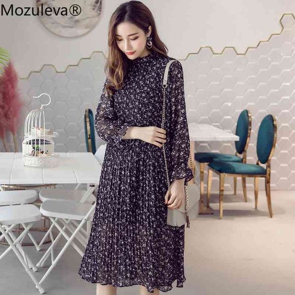 elegant o-neck printed chiffon women dress flare full sleeve pleated female spring midi vestidos 210427, Black;gray
elegant o-neck printed chiffon women dress flare full sleeve pleated female spring midi vestidos 210427, Black;gray
