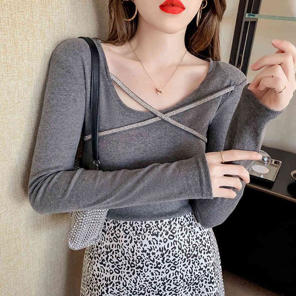 women's sweaters casual autumn female shirt, long sleeve korean style, slim cotton diamond gray women's clothes w79d, White;black 
women's sweaters casual autumn female shirt, long sleeve korean style, slim cotton diamond gray women's clothes w79d, White;black