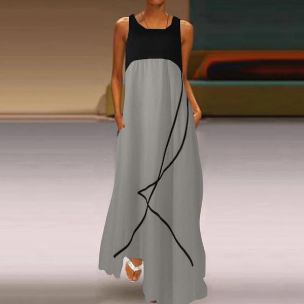 casual dresses patchwork long dress woman vintage sleeveless summer tank o neck loose for women 2021 robe longue, Black;gray
casual dresses patchwork long dress woman vintage sleeveless summer tank o neck loose for women 2021 robe longue, Black;gray