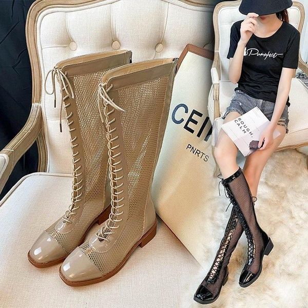 boots 2021 summer net red rome hollow mesh lace up high tube trend lady temperament elegant, Black
boots 2021 summer net red rome hollow mesh lace up high tube trend lady temperament elegant, Black