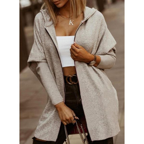 women's wool & blends 2021 autumn and winter gray loose hooded sweater fashion street long-sleeved zipper jacket, Black
women's wool & blends 2021 autumn and winter gray loose hooded sweater fashion street long-sleeved zipper jacket, Black