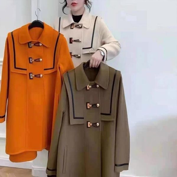 women's wool & blends famous 2021 women woolen coat turn down collar double breasted long warm outerwear casaco feminino, Black
women's wool & blends famous 2021 women woolen coat turn down collar double breasted long warm outerwear casaco feminino, Black