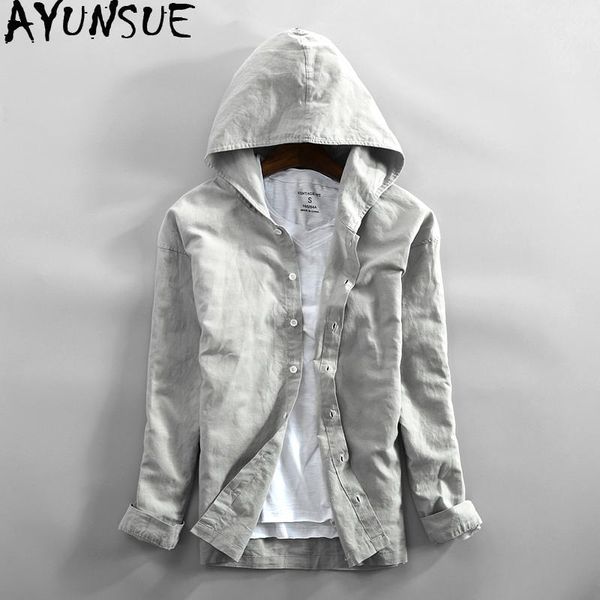 men's casual shirts ayunsue shirt hooded spring summer cotton linen men vintage clothes korean long sleeve camisas para hombre 2021 kj, White;black
men's casual shirts ayunsue shirt hooded spring summer cotton linen men vintage clothes korean long sleeve camisas para hombre 2021 kj, White;black