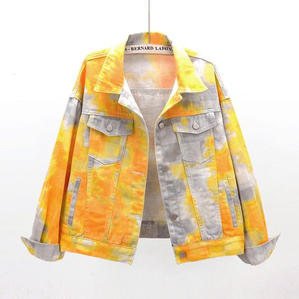 women's jackets spring fashion gradient color denim jacket coat women big size loose short pink yellow tie dye jeans female streetwear, Black;brown
women's jackets spring fashion gradient color denim jacket coat women big size loose short pink yellow tie dye jeans female streetwear, Black;brown