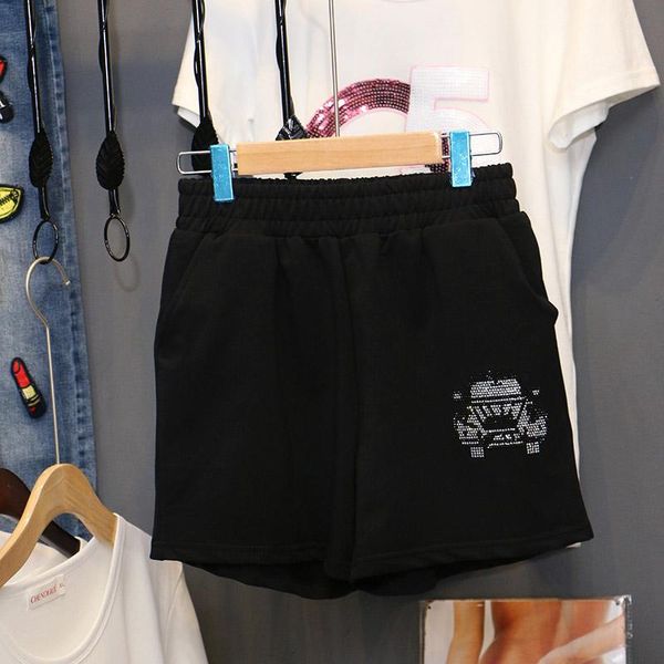 women's shorts fashion diamonds female summer 2021 korean style casual sport loose elastic waist for women black short pants, White;black
women's shorts fashion diamonds female summer 2021 korean style casual sport loose elastic waist for women black short pants, White;black