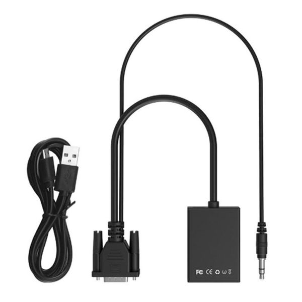 full hd 1080p vga to -compatible converter adapter cable with audio output for pc laphdtv projector cables & connectors