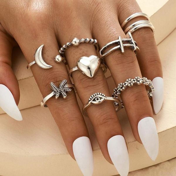 cluster rings 10pcs/set vintage lotus flowers moon heart shape carved blue eye wave leaf geoemtric women wedding ring, Golden;silver
cluster rings 10pcs/set vintage lotus flowers moon heart shape carved blue eye wave leaf geoemtric women wedding ring, Golden;silver