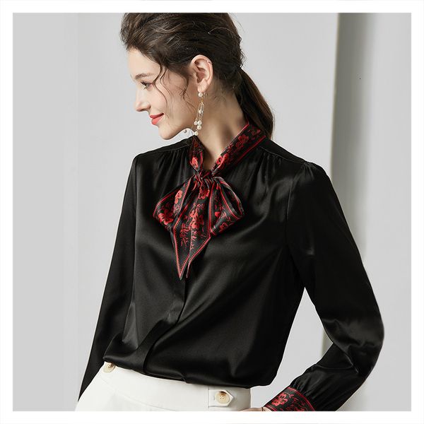 blouses heavyweight silk printed shirt contrasting color lace-up stand collar long sleeve loose cardigan 2021 fashion style, White
blouses heavyweight silk printed shirt contrasting color lace-up stand collar long sleeve loose cardigan 2021 fashion style, White