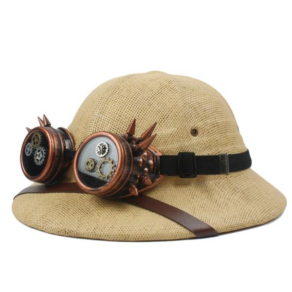 stingy brim hats novelty straw steampunk helmet pith sun hat women men vietnam war army steam punk glasses safari jungle miners cap 56-59cm, Blue;gray
stingy brim hats novelty straw steampunk helmet pith sun hat women men vietnam war army steam punk glasses safari jungle miners cap 56-59cm, Blue;gray