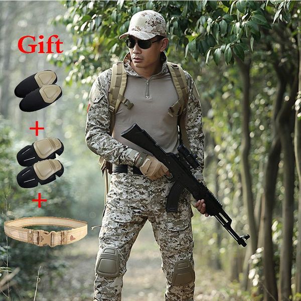 hunting sets men ghillie camouflage suit combat shirt tactical pants with knee pads training sports hiking uniform, Camo
hunting sets men ghillie camouflage suit combat shirt tactical pants with knee pads training sports hiking uniform, Camo