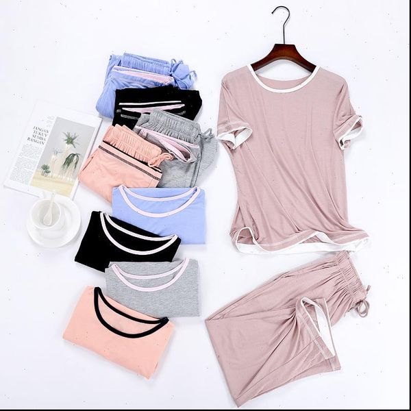 autumn nodal pajamas set women sleepwear ankle length pants loose casual modal home clothes for fall atoff suit, Black;red
autumn nodal pajamas set women sleepwear ankle length pants loose casual modal home clothes for fall atoff suit, Black;red