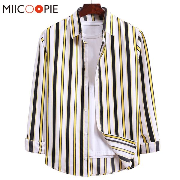 men vintage long sleeve striped shirt 2020 spring loose casual hip hop social dress shirts male chemise, White;black
men vintage long sleeve striped shirt 2020 spring loose casual hip hop social dress shirts male chemise, White;black