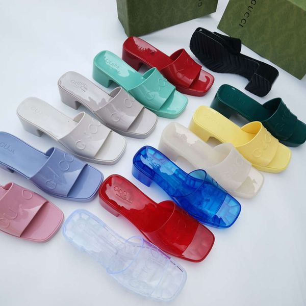g candy color thick heel sandals korean one line transparent beach jelly slippers for external wear, Black
g candy color thick heel sandals korean one line transparent beach jelly slippers for external wear, Black