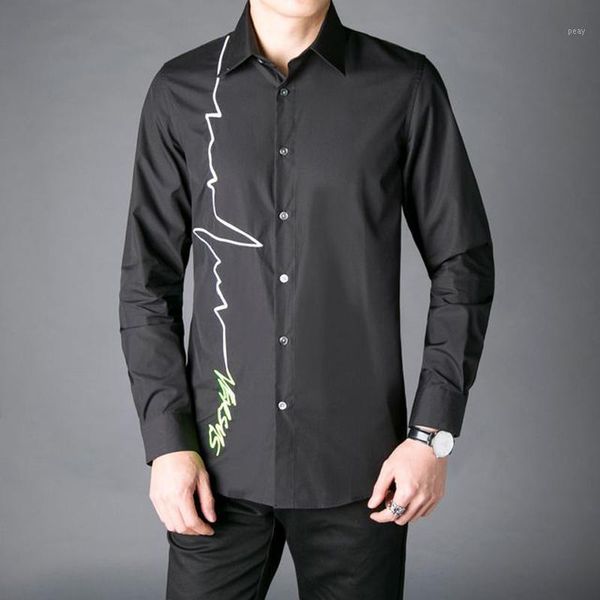 men's dress shirts europe fashion brand men shirt elegant line embroidery long sleeve slim camisas social masculina solid casual man 20, White;black
men's dress shirts europe fashion brand men shirt elegant line embroidery long sleeve slim camisas social masculina solid casual man 20, White;black