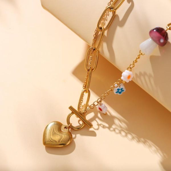 pendant necklaces stainless steel gold choker heart necklace mushroom flower design lovely chain for women jewelry gift bag, Silver
pendant necklaces stainless steel gold choker heart necklace mushroom flower design lovely chain for women jewelry gift bag, Silver