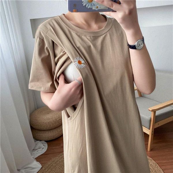summer long shirt maternity clothes small daisy embroidery simple breastfeeding dress home for women pregnant clothe dresses, White
summer long shirt maternity clothes small daisy embroidery simple breastfeeding dress home for women pregnant clothe dresses, White