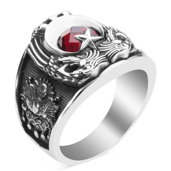cluster rings red zircon crescent star style ring vintage seljuk motif men silver double eagle 925k, Golden;silver
cluster rings red zircon crescent star style ring vintage seljuk motif men silver double eagle 925k, Golden;silver