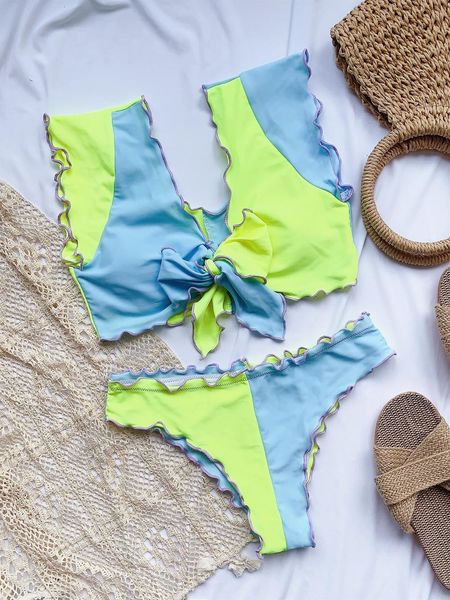 deep v ruffled knotted bikini female blue yellow patchwork swimsuit women swimwear bather bathing suit swim ladyby air
deep v ruffled knotted bikini female blue yellow patchwork swimsuit women swimwear bather bathing suit swim ladyby air