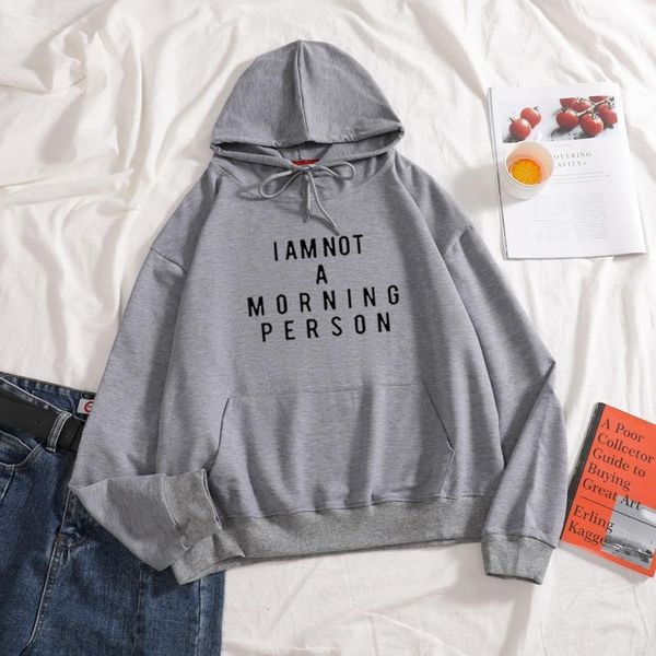 am not a morning person letter print hoodies cotton casual long sleeve plus size drawcord women's & sweatshirts, Black
am not a morning person letter print hoodies cotton casual long sleeve plus size drawcord women's & sweatshirts, Black