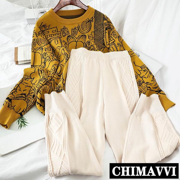 women's tracksuits korean style 2021 autumn and winter carton printing loose sweater + knitted harem pants two-piece set women knitting, Gray
women's tracksuits korean style 2021 autumn and winter carton printing loose sweater + knitted harem pants two-piece set women knitting, Gray