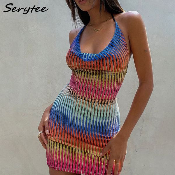 serytee colorful striped fitness club party mini dress for women 2021 summer backless halter lace up bandage dresses outfis robe, Black;gray
serytee colorful striped fitness club party mini dress for women 2021 summer backless halter lace up bandage dresses outfis robe, Black;gray