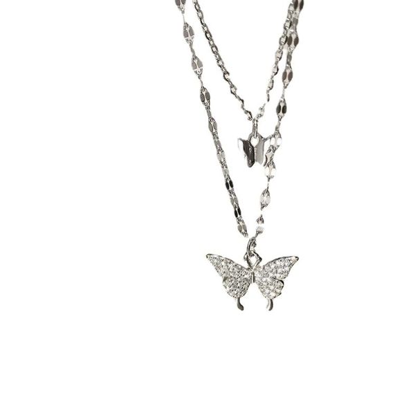 chains stainless steel jewelry necklace lady pendant korean fashion butterfly double sweet and wild clavicle chain, Silver
chains stainless steel jewelry necklace lady pendant korean fashion butterfly double sweet and wild clavicle chain, Silver