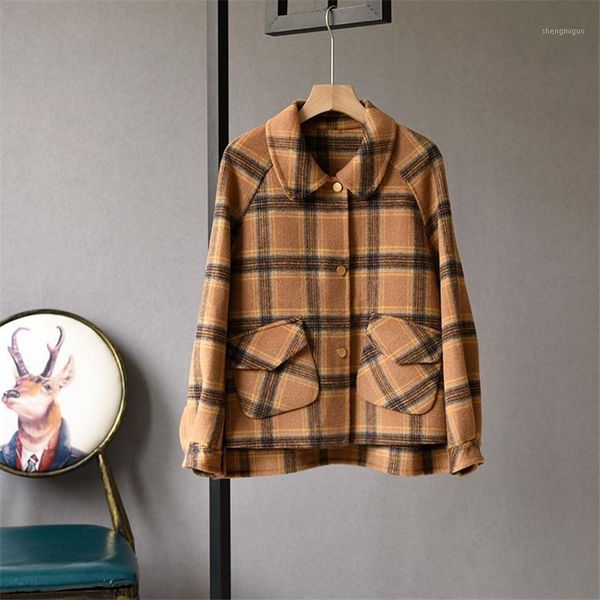 autumn winter korea fashion women loose short jacket thicken plaid woolen coats double pocket cardigan vintage coat 2021 a women's wool, Black
autumn winter korea fashion women loose short jacket thicken plaid woolen coats double pocket cardigan vintage coat 2021 a women's wool, Black