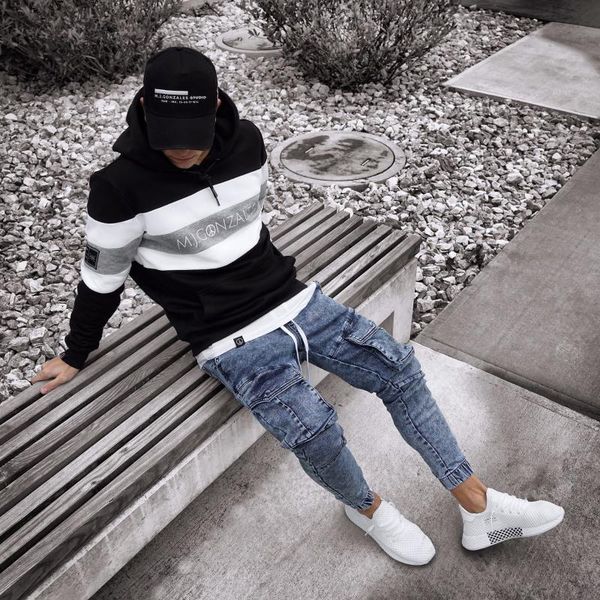 jeans new slim denim trousers men's elastic waist leggings casual relaxing sports morning jogging pants, Blue
jeans new slim denim trousers men's elastic waist leggings casual relaxing sports morning jogging pants, Blue