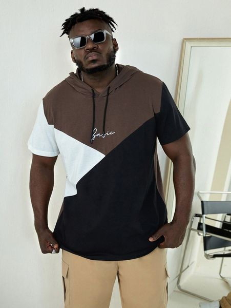 extended sizes men colorblock & letter graphic drawstring hooded tee t4mb#, White;black
extended sizes men colorblock & letter graphic drawstring hooded tee t4mb#, White;black