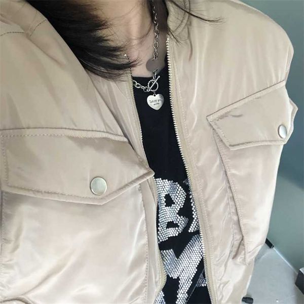 yiciya autumn short baseball women's khaki zipper pockets jakets casual loose basic jacket veste bomber coat female outwear 211014, Black;brown
yiciya autumn short baseball women's khaki zipper pockets jakets casual loose basic jacket veste bomber coat female outwear 211014, Black;brown
