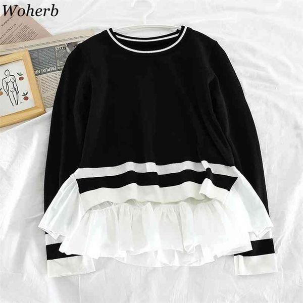 all match fake two peices knitted sweater ruffle hem patchwork korean fashion clothes autumn casual loose pullover 210519, White
all match fake two peices knitted sweater ruffle hem patchwork korean fashion clothes autumn casual loose pullover 210519, White