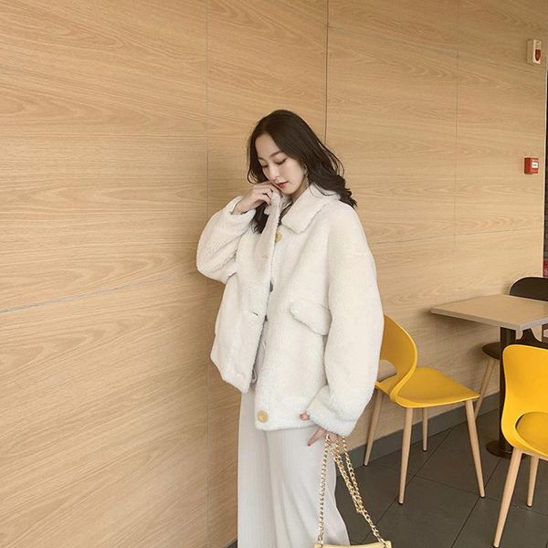 women's fur & faux woman jacket 2021 winter artificial particle wool coat ladies casual warm female fashion l119, Black
women's fur & faux woman jacket 2021 winter artificial particle wool coat ladies casual warm female fashion l119, Black